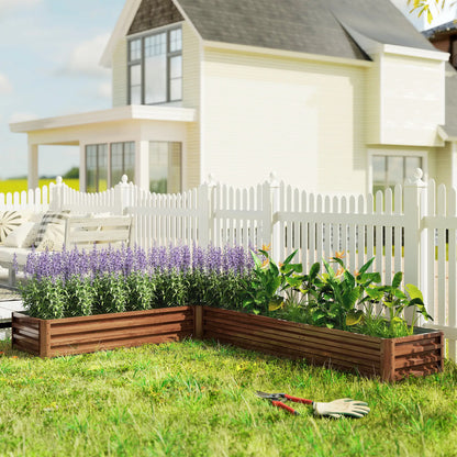 L-Shaped Raised Garden Bed, 82" x 109" x 12", Galvanized Steel Planter Box, Dark Brown Galvanized Planter Boxes at Gallery Canada