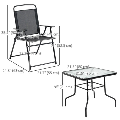 5-Piece Patio Dining Set, 4 Folding Chairs, Glass Tabletop, Black Outdoor Dining Sets at Gallery Canada