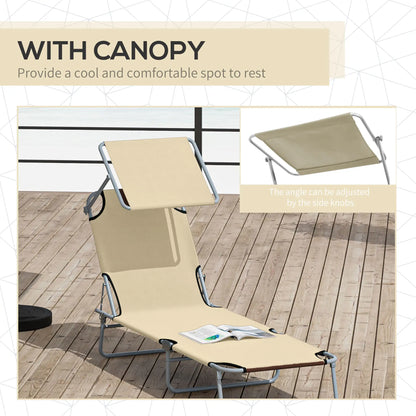 Outdoor Lounge Chair with Sun Shade, for Beach, Camping, Beige Lounger Chairs at Gallery Canada