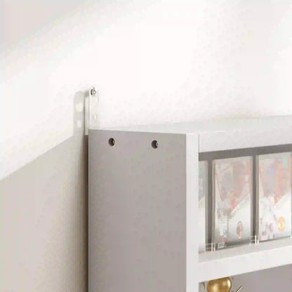 5-Tier Glass Display Cabinet, 2 Doors, 4 Adjustable Shelves, White Display Bookshelves at Gallery Canada