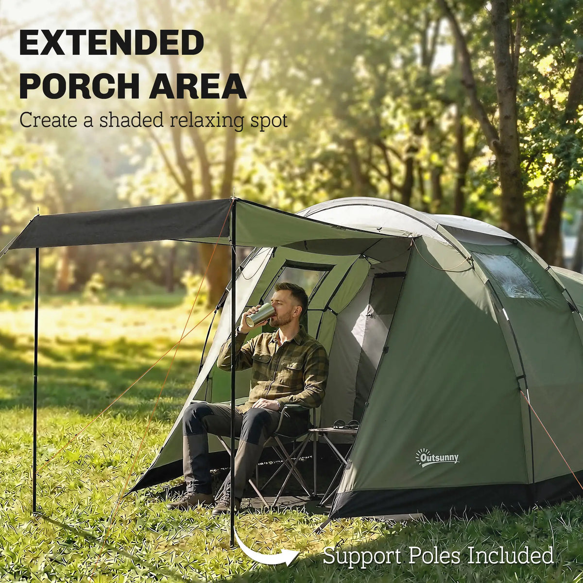 Waterproof Camping Tent, Two Room, 3-4 Person, Green Camping Tents at Gallery Canada