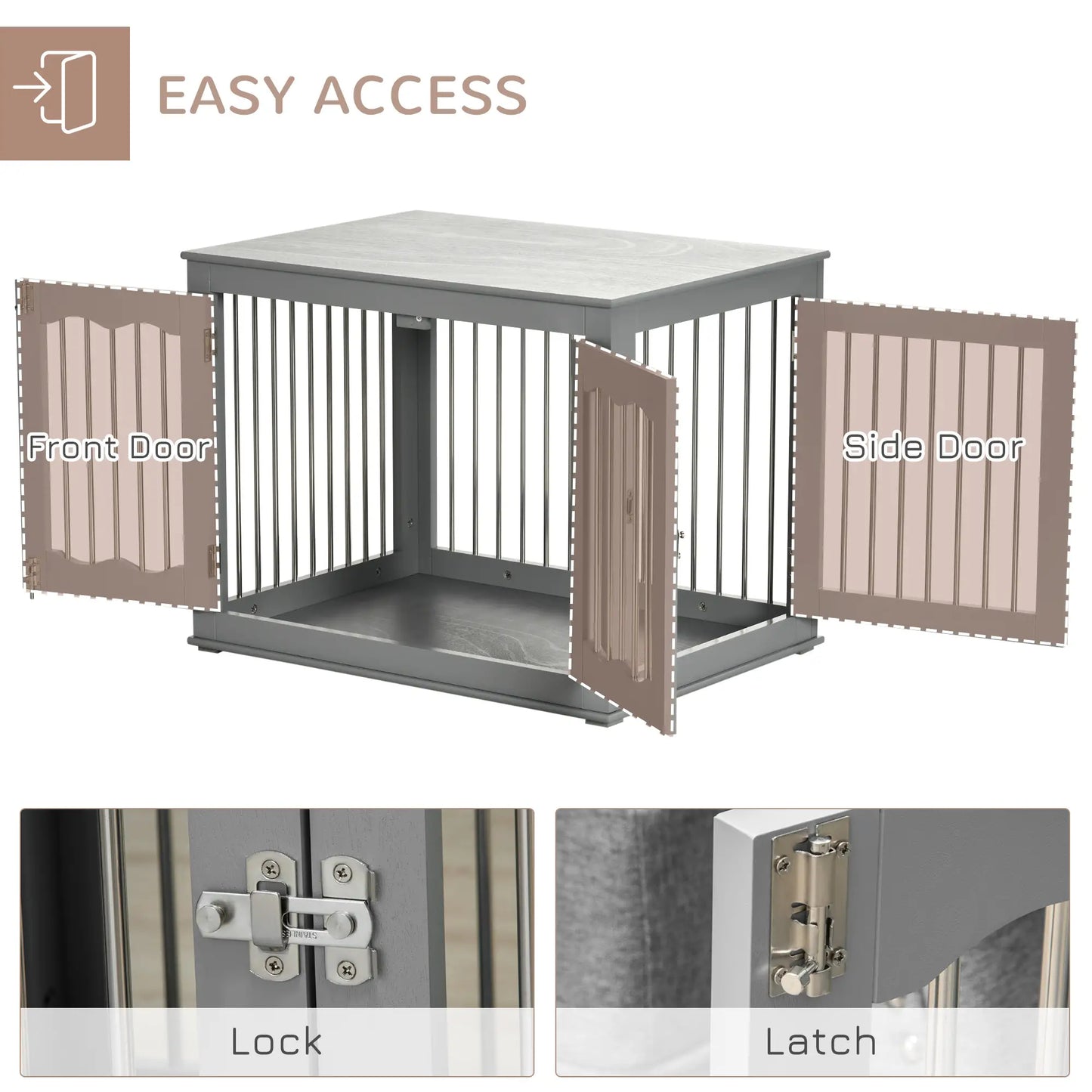 Dog Crate Furniture, Three Doors, Locks, Indoor, Medium, Grey Houses, Kennels & Pens at Gallery Canada