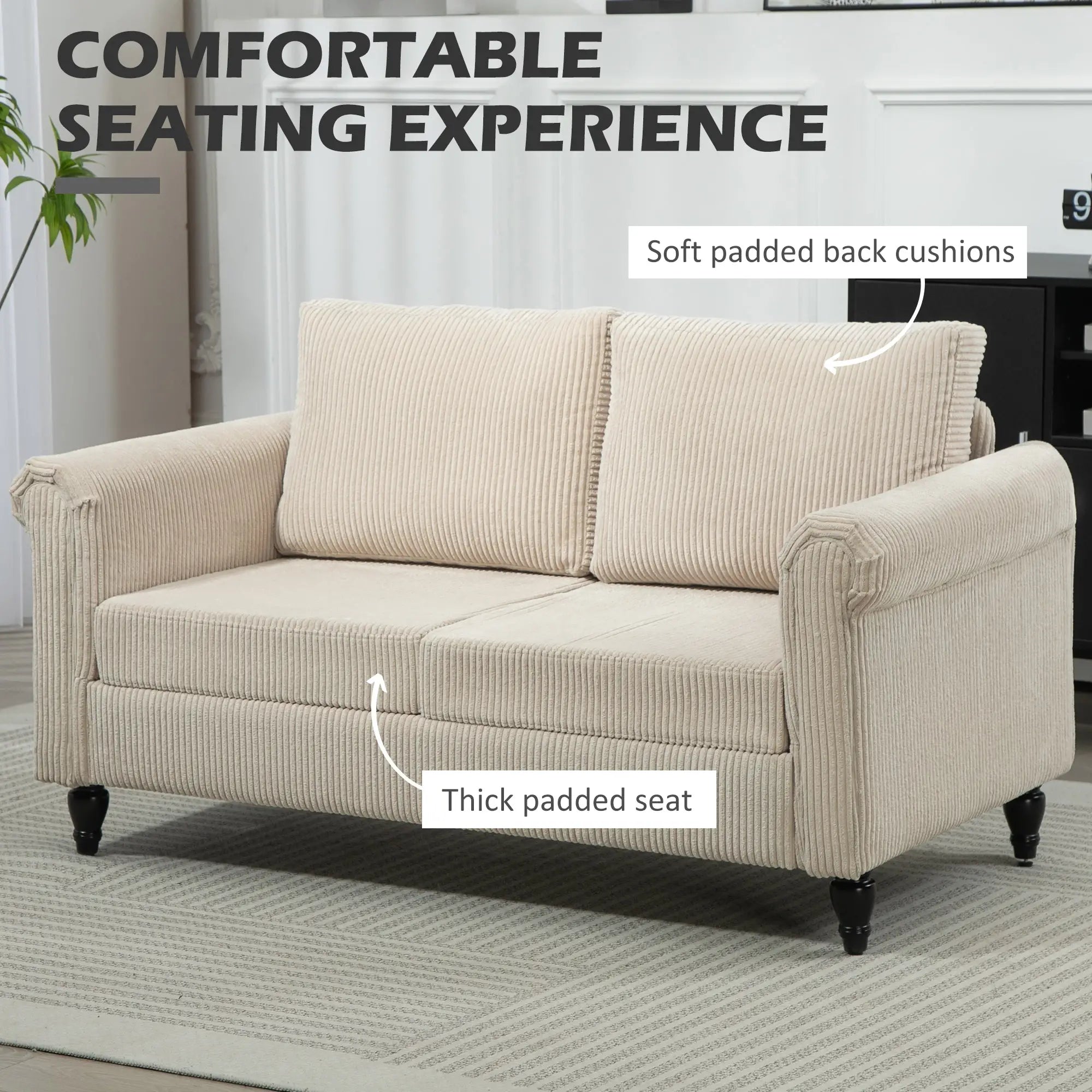Vintage Loveseat, Upholstered 2 Seater Sofa, Beige 2-Seater Sofas at Gallery Canada