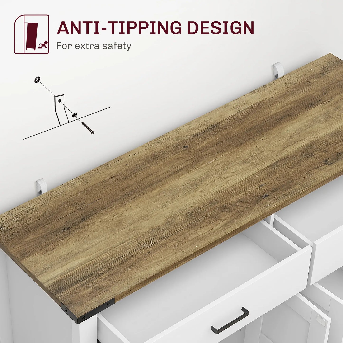 Farmhouse Buffet Cabinet, 2 Drawers, 2 Cabinets, Adjustable Shelves, White Bar Cabinets at Gallery Canada