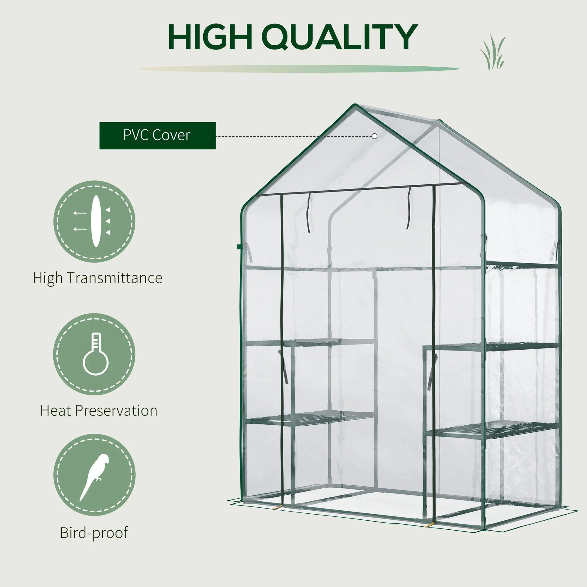 56" x 29" x 77" Walk-In Greenhouse, 4 Shelves, Roll-Up Door, Clear Mini Greenhouses at Gallery Canada