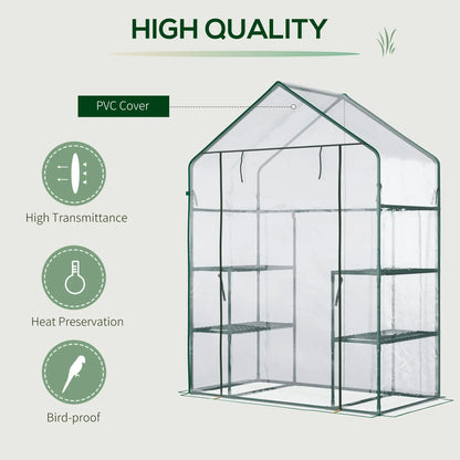 56" x 29" x 77" Walk-In Greenhouse, 4 Shelves, Roll-Up Door, Clear Mini Greenhouses at Gallery Canada
