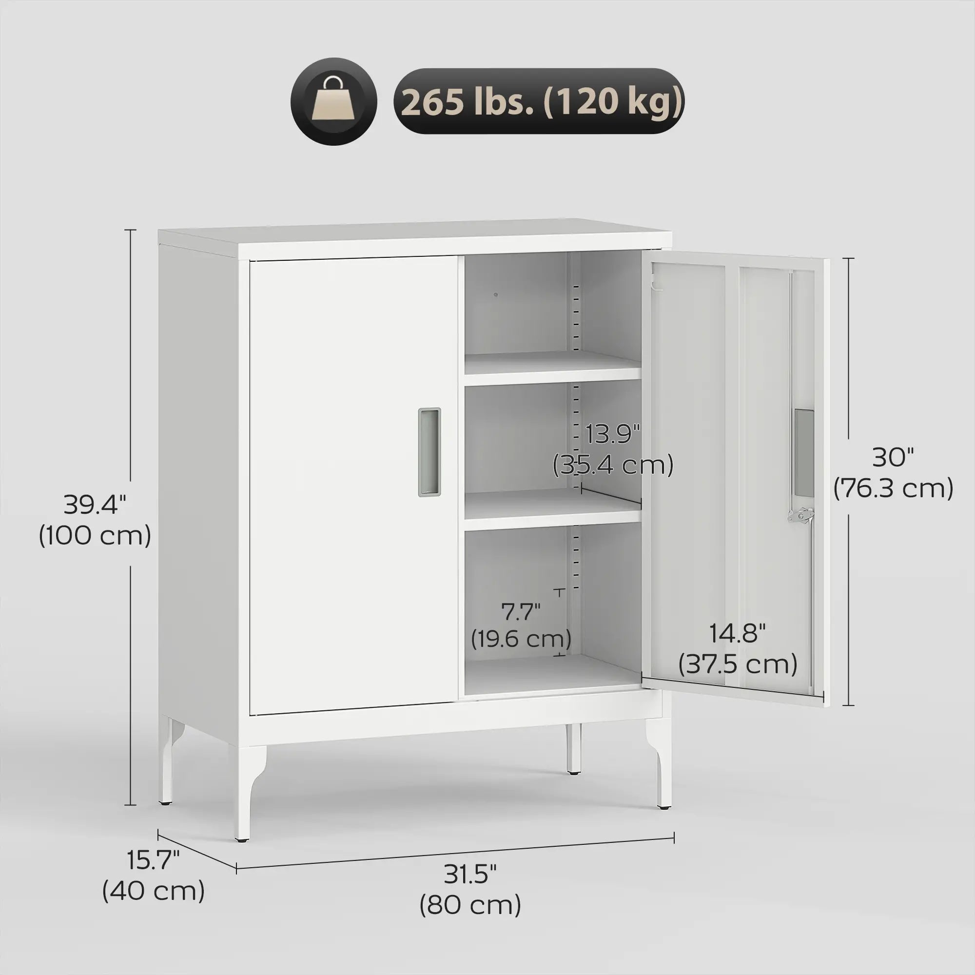 Office Storage Cabinet with Lock, Adjustable Shelves, White Office Cabinets & Cupboards at Gallery Canada