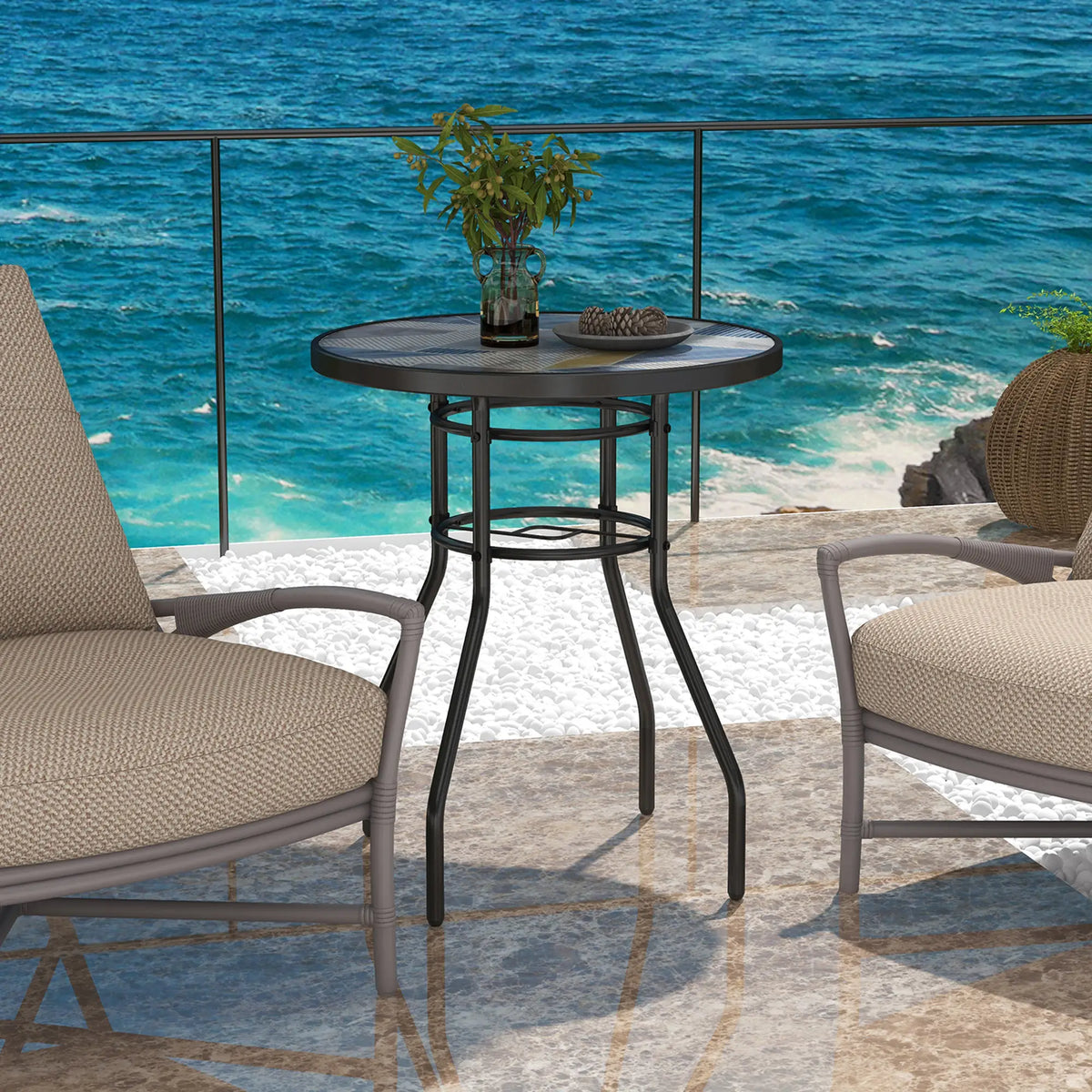 23.6" Round Patio Table, Outdoor Side Table, Multicolour Patio Side Tables at Gallery Canada