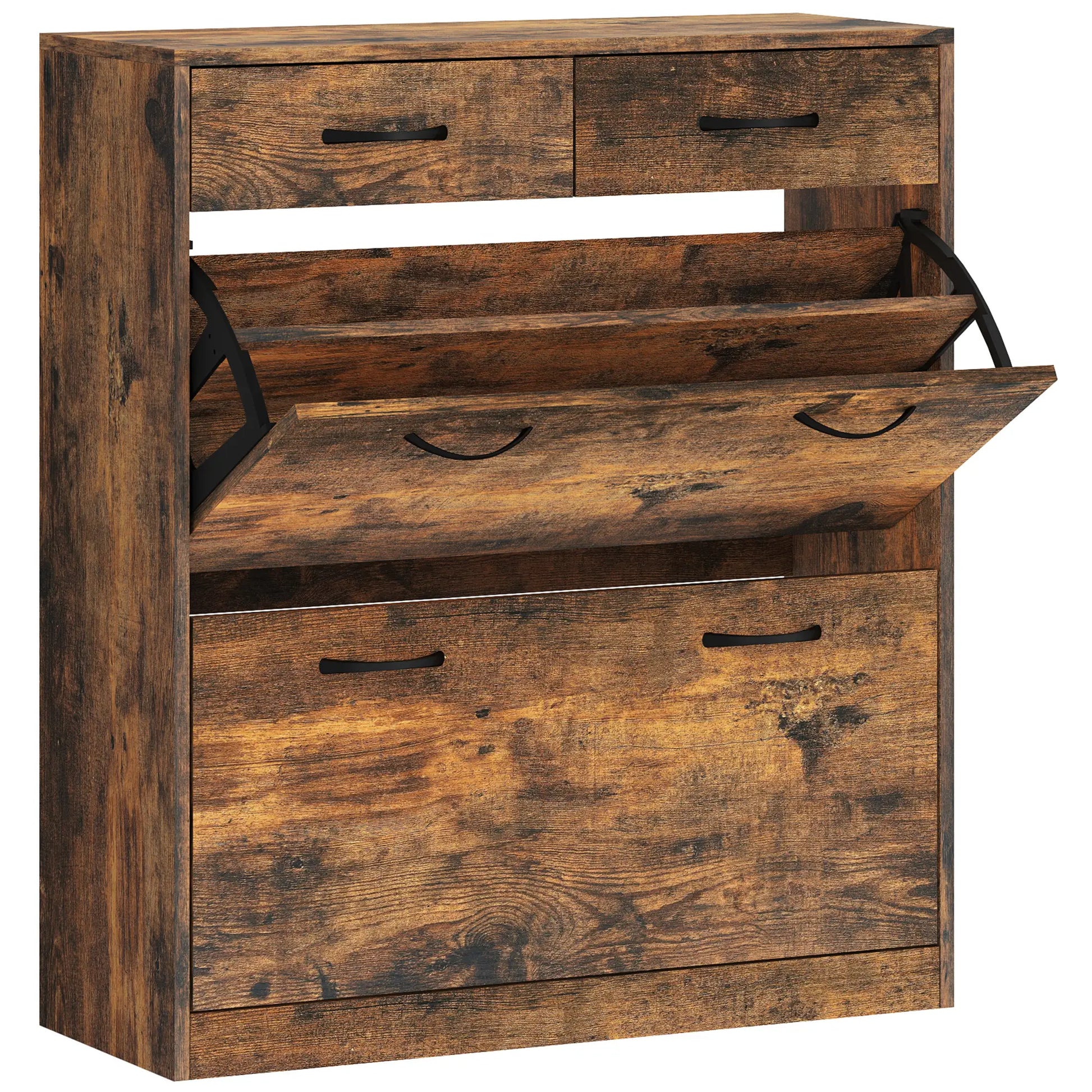 Narrow Shoe Storage, 2 Flip Drawers, Adjustable Shelves, 12 Pairs, Brown Shoe Storage Cabinets & Racks at Gallery Canada