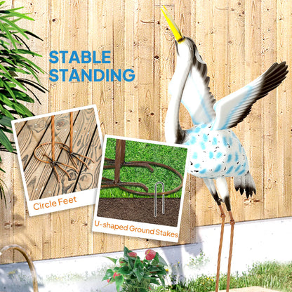 Flying Crane Garden Statue, 42.5" Steel Lawn Ornament, Mixed Colour Garden Decor at Gallery Canada