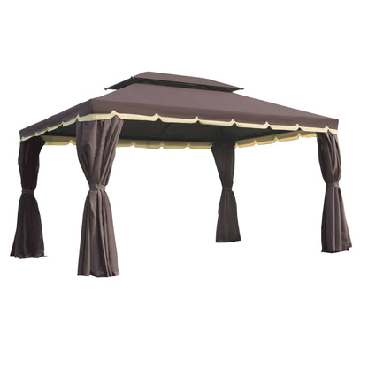 10 x 13ft Aluminum Gazebo, Double Tier Canopy, Netting, Curtains, Coffee Gazebos at Gallery Canada