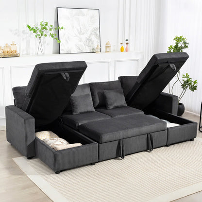 Convertible Sofa Bed, U-Shaped Sleeper Couch with Storage Chaise, Grey Sofas & Reclining Chairs at Gallery Canada
