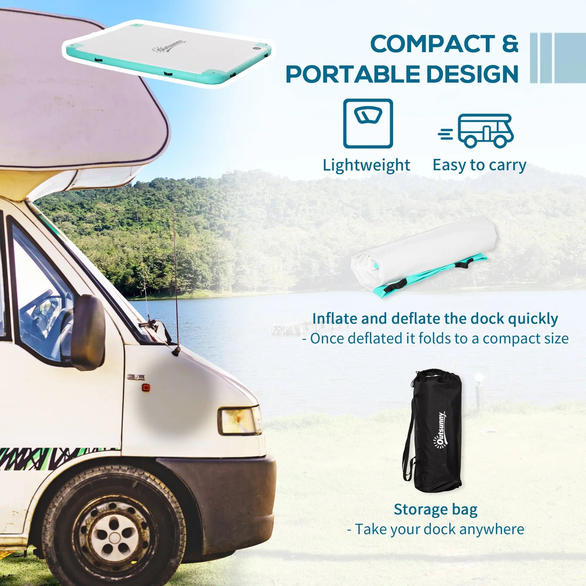 8' x 6' Floating Dock, Inflatable Island with Air Pump, Backpack, Blue & Green Floating Water Mats at Gallery Canada