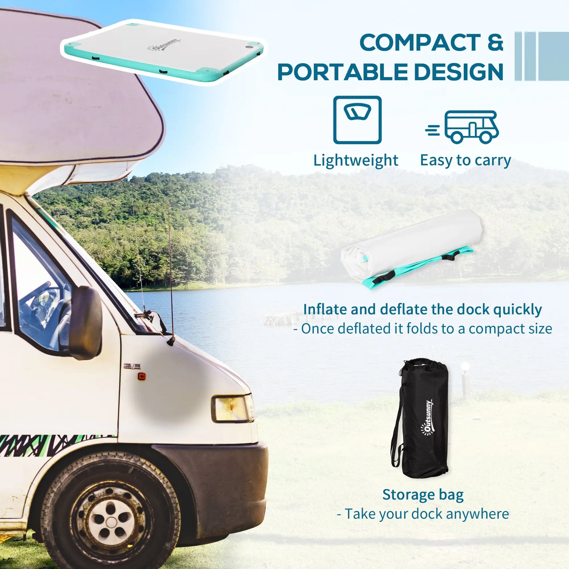 8' x 6' Floating Dock, Inflatable Island with Air Pump, Backpack, Blue & Green Floating Water Mats at Gallery Canada