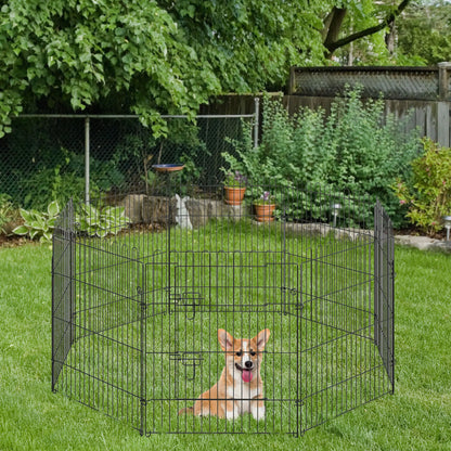 30inch 8-Panel Octagon Pet Playpen, Foldable Dog Cage, Black Houses, Kennels & Pens at Gallery Canada