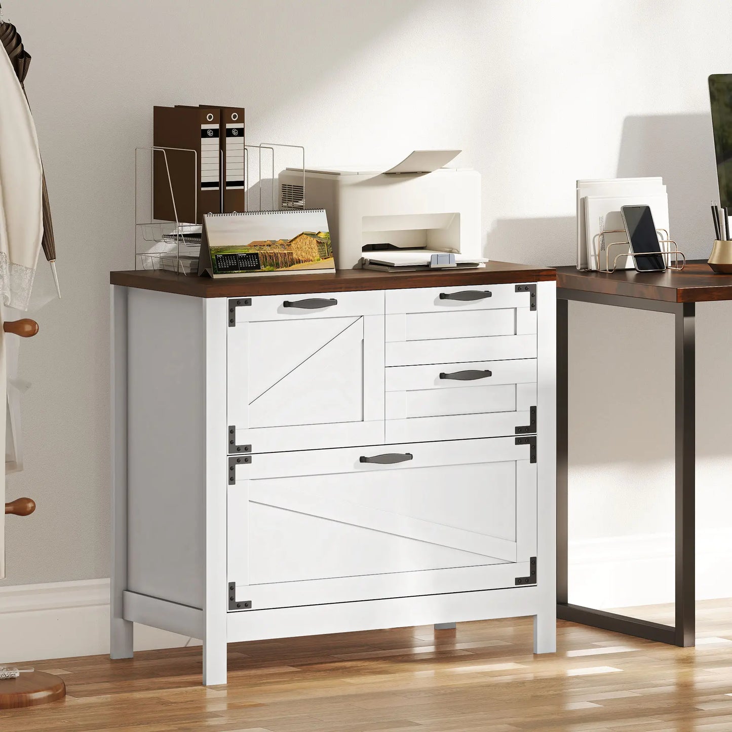 Lateral Filing Cabinet, 4 Drawers, Fits Letter/A4/Legal Files, White Office Cabinets & Cupboards at Gallery Canada