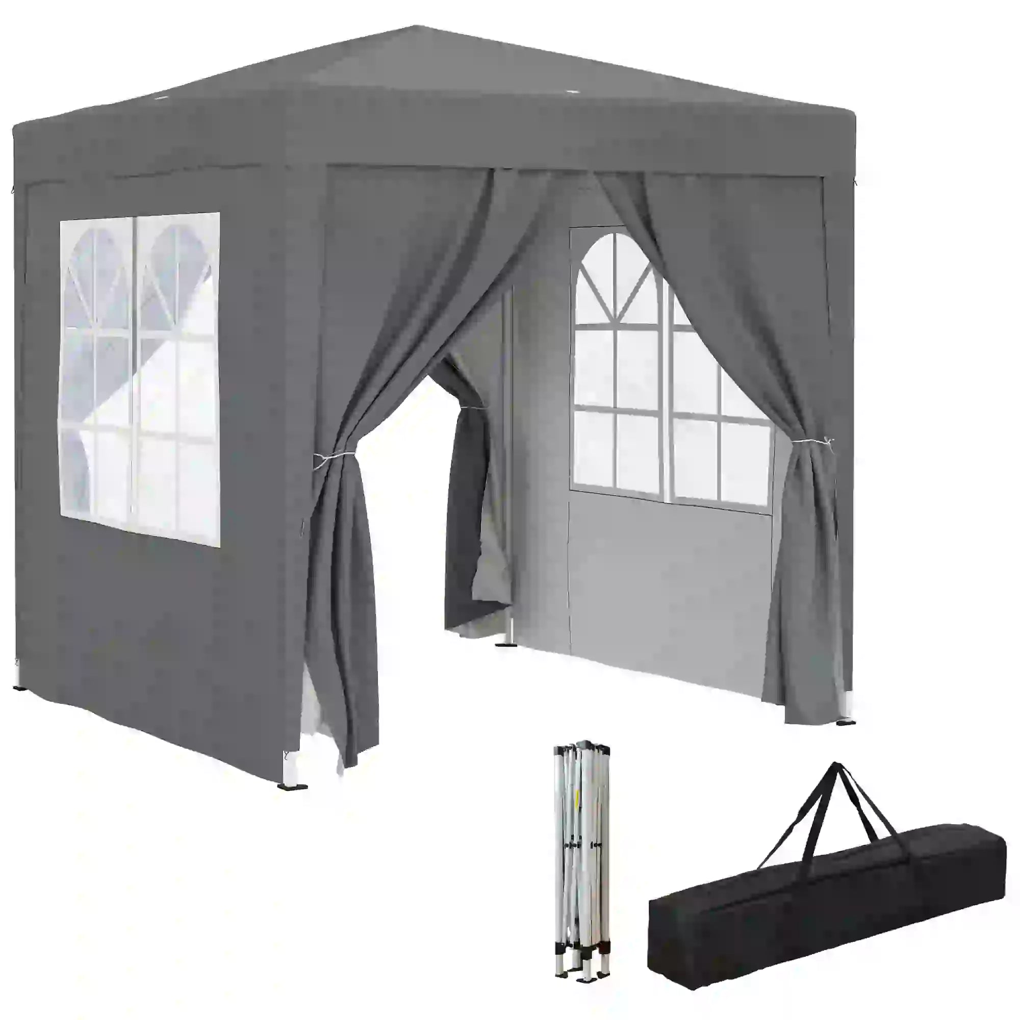 6.6'x6.6' Pop Up Canopy Tent, Instant Sun Shelter With Carry Bag, Grey Pop Up Canopies at Gallery Canada