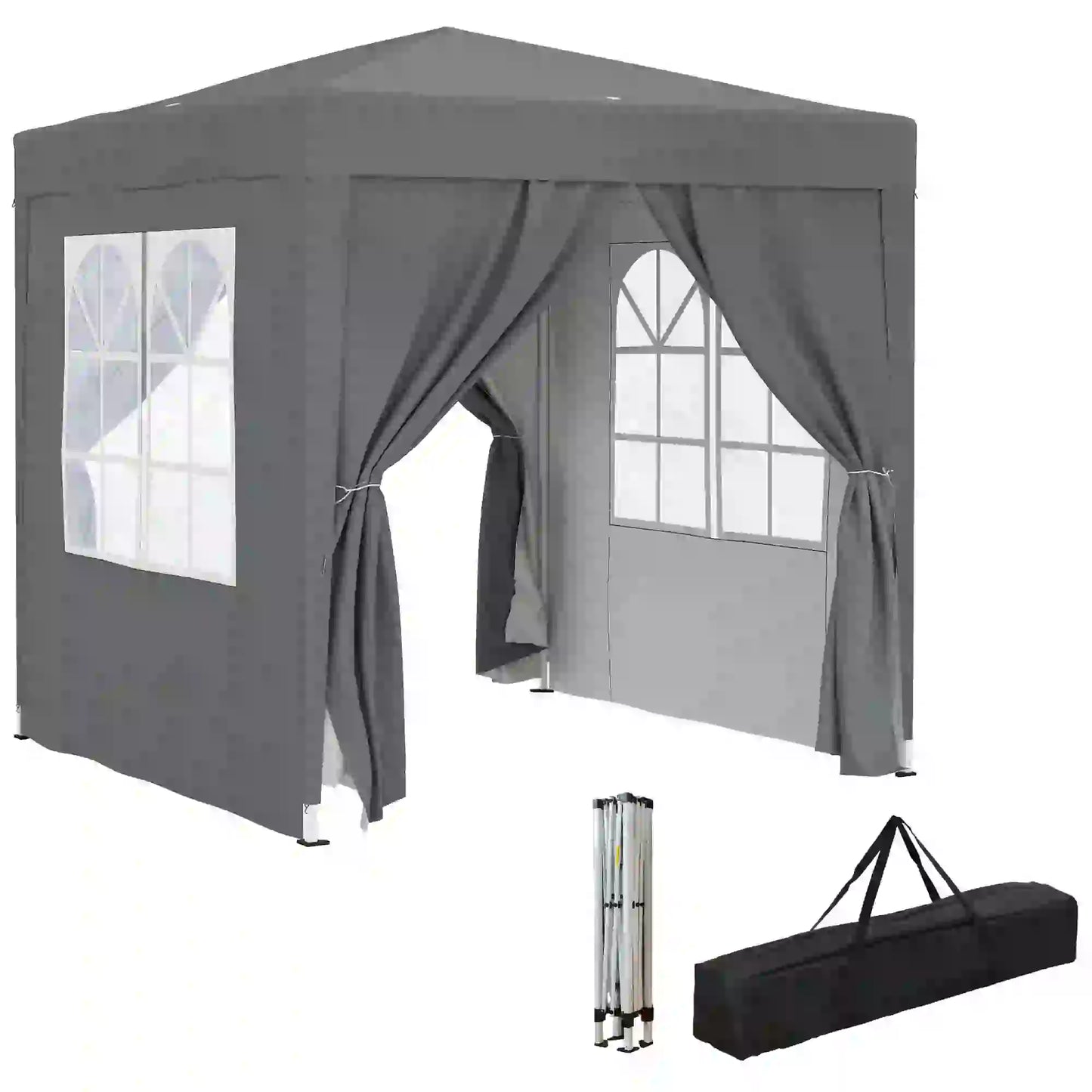 6.6'x6.6' Pop Up Canopy Tent, Instant Sun Shelter With Carry Bag, Grey Pop Up Canopies at Gallery Canada