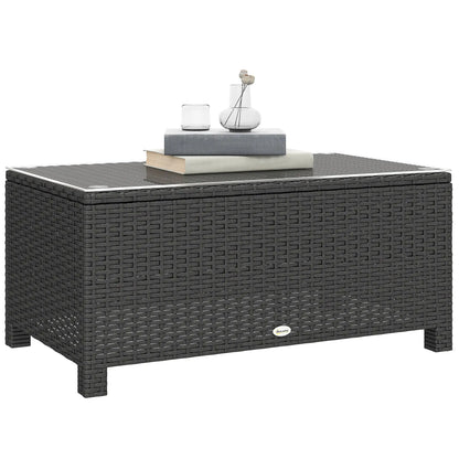 PE Wicker Outdoor Coffee Table, Glass Top, Dark Grey Patio Dining Tables at Gallery Canada