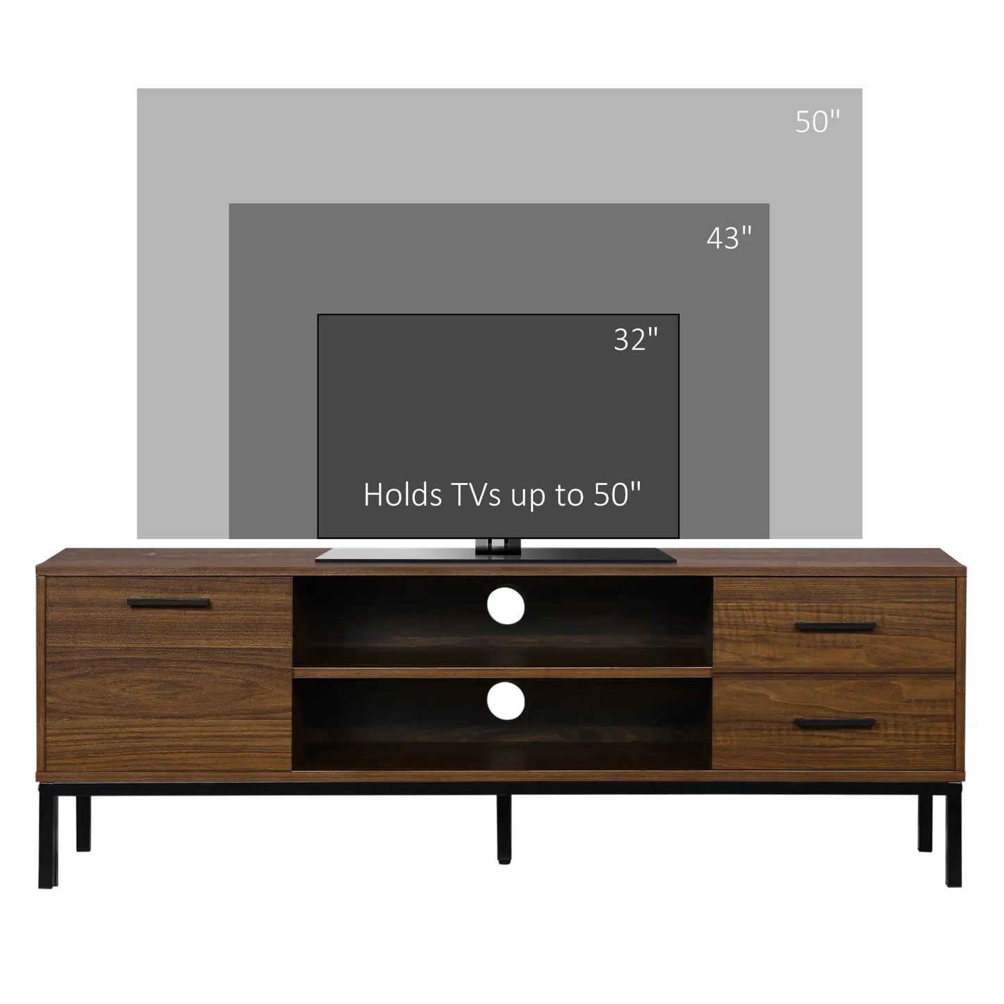 TV Stand for 50 Inches, Cabinet with Door, Drawers, Dark Walnut TV Stands at Gallery Canada