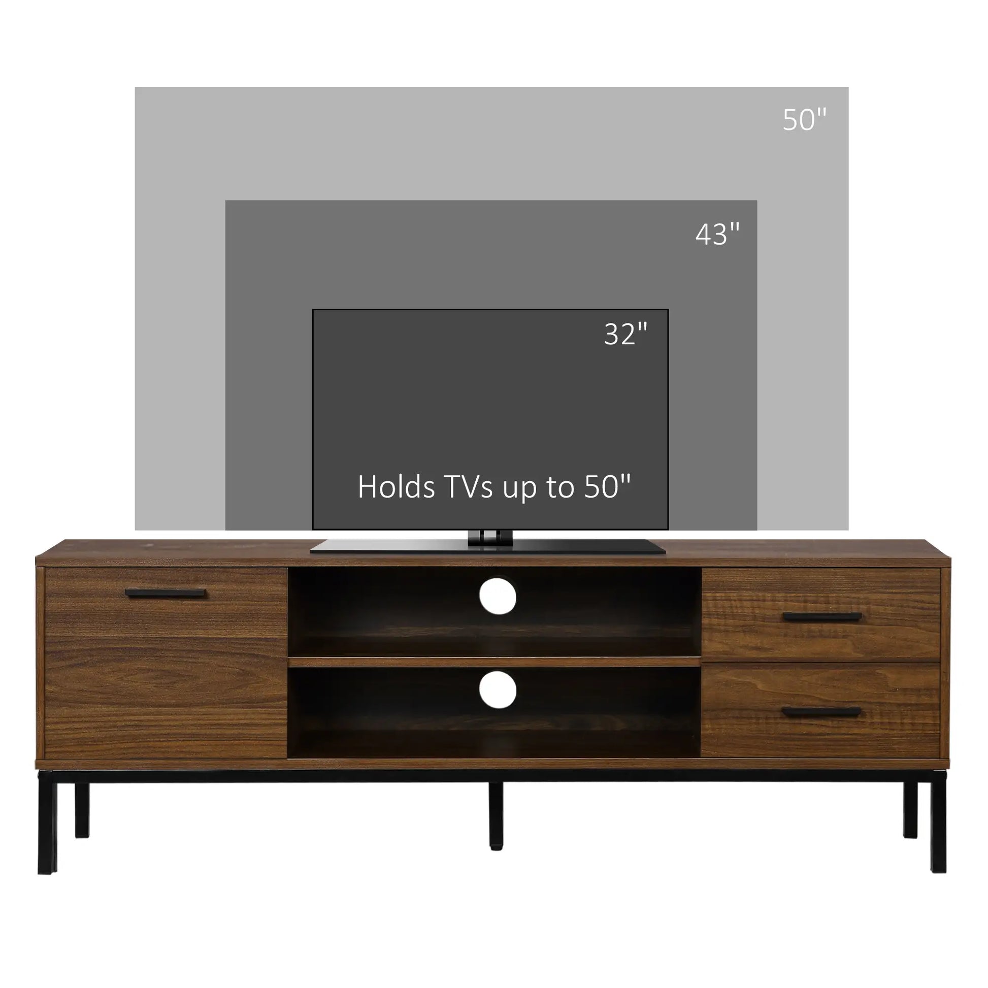 TV Stand for 50 Inches, Cabinet with Door, Drawers, Dark Walnut TV Stands at Gallery Canada
