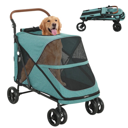 Dog Stroller for Large Dogs Up to 66 Lbs, 4-Wheel Shock Absorption, Turquoise Dog Bike Trailers & Strollers at Gallery Canada