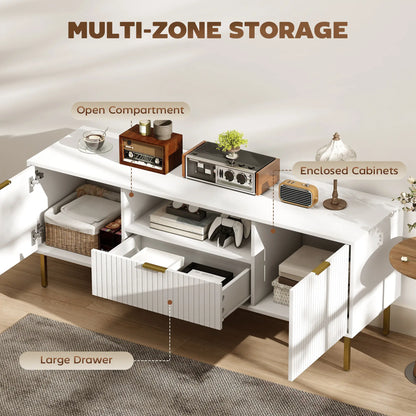 TV Console For 50 Inch TVs, Smart RGB LED Lights, Soft Close Doors, White