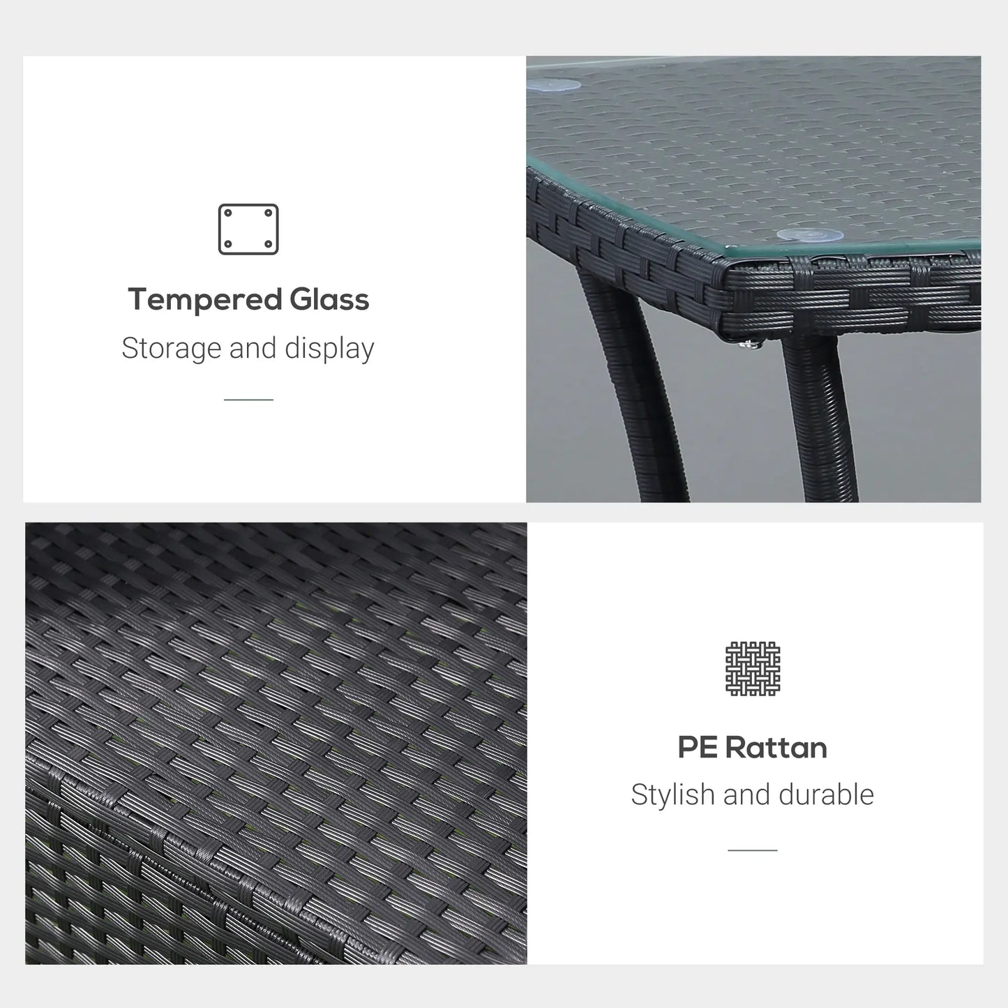 3-Piece Wicker Patio Set, Rattan Bistro with Glass Table, Cushions, Red Bistro Sets at Gallery Canada