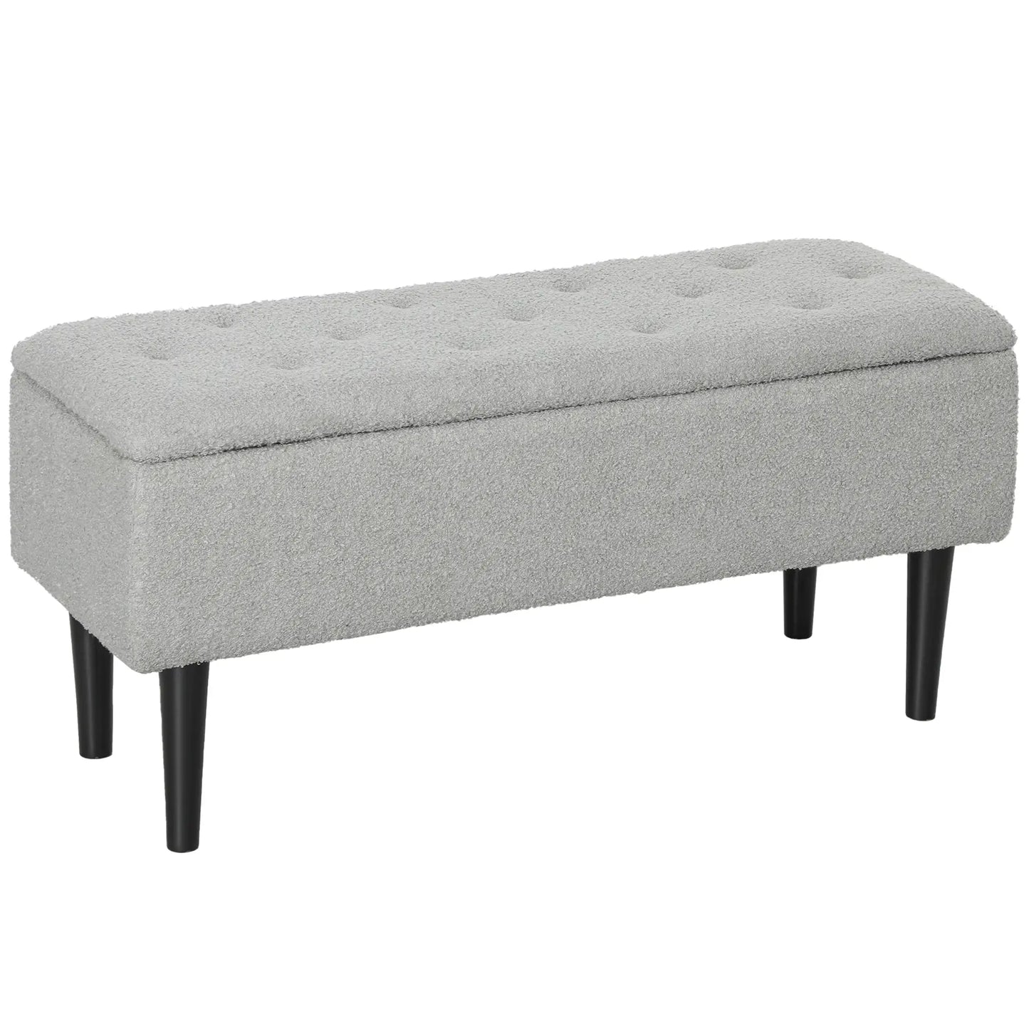Modern Storage Bench, Ottoman with Lamb's Wool Upholstery, Grey Storage Ottomans & Benches Grey, Black at Gallery Canada
