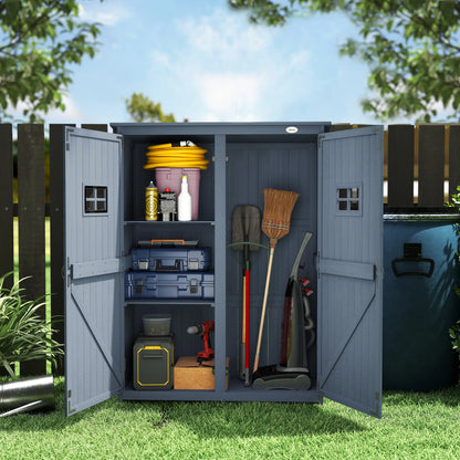 4x1.5ft Wooden Storage Shed, Outdoor Tool Cabinet, Dark Grey
