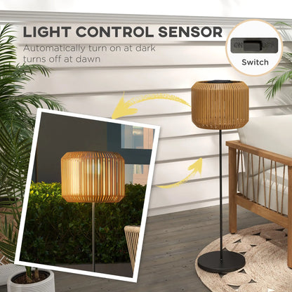 Wicker Outdoor Floor Lamp, Solar Lantern LED Lights, IP44, Yellow Solar Post Lamps at Gallery Canada