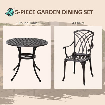 5-Piece Outdoor Dining Set, Cast Aluminum Table and Chairs, Brown Outdoor Dining Sets at Gallery Canada