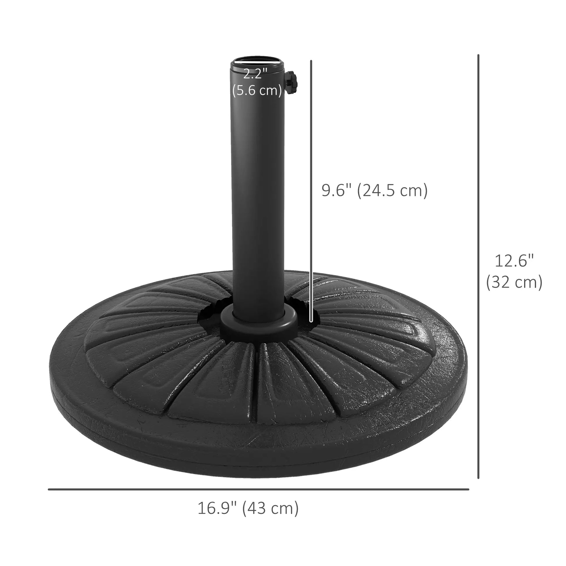Heavy Duty Concrete Umbrella Base, Steel Pole, Round Parasol Stand, Black Umbrella Bases at Gallery Canada