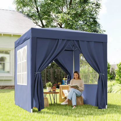 6.6'x6.6' Pop Up Canopy Tent, With Sidewalls And Carry Bag, Blue Pop Up Canopies at Gallery Canada