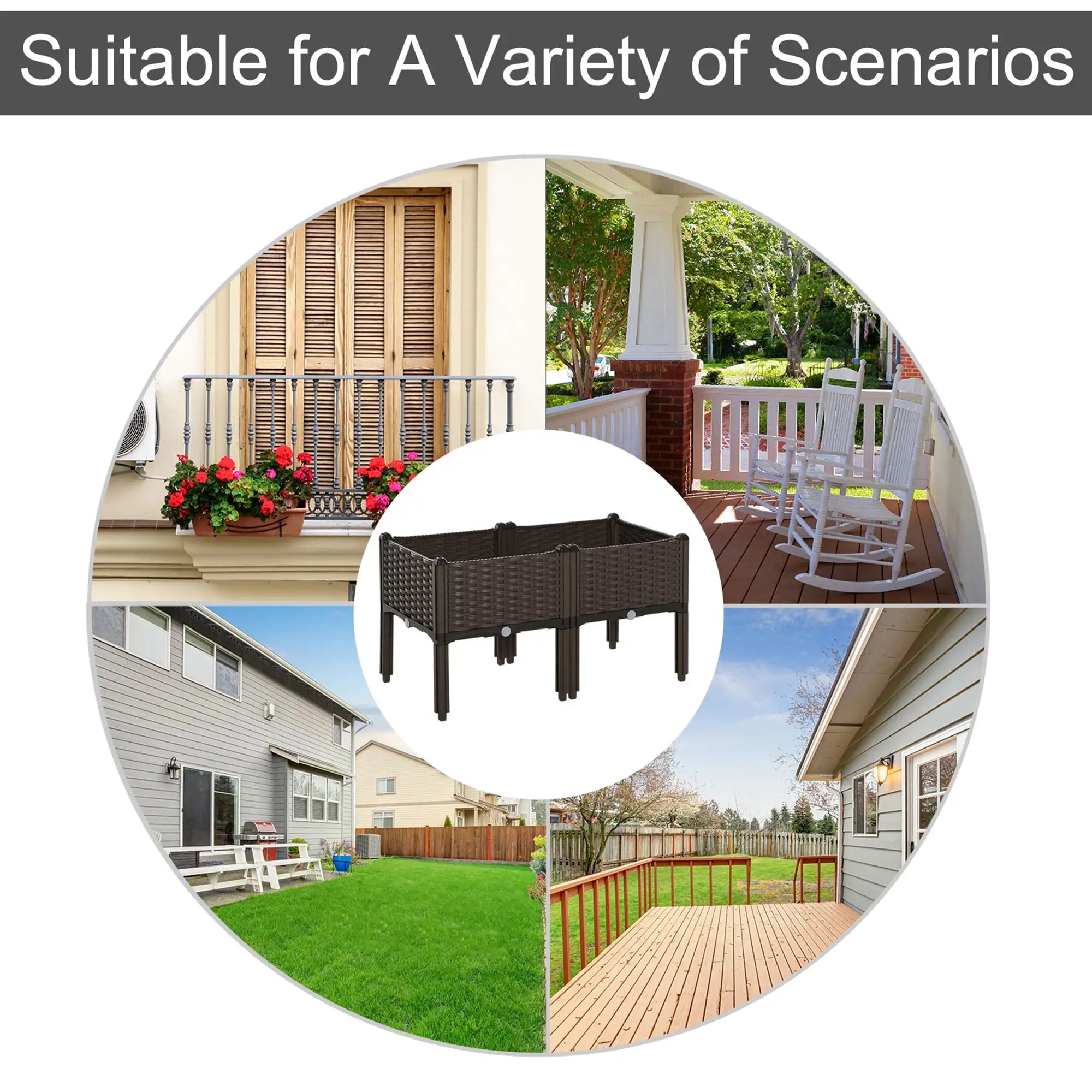 2-Piece Raised Garden Bed, PP Flower Bed, Stackable Vegetable Herb Grow Box Raised Garden Beds at Gallery Canada