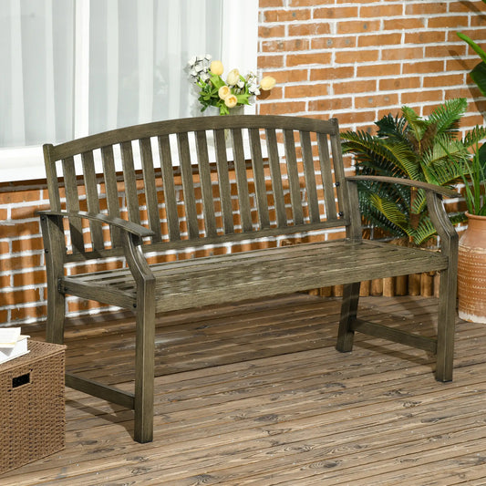 Outdoor Garden Bench, Metal Wood Look Slatted Frame, Black Outdoor Benches Black, Bronze at Gallery Canada