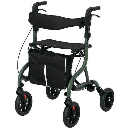 Foldable Rollator Walker With Seat, Adjustable Handles, Green Knee Walker & Wheelchair Ramps Green, Black at Gallery Canada