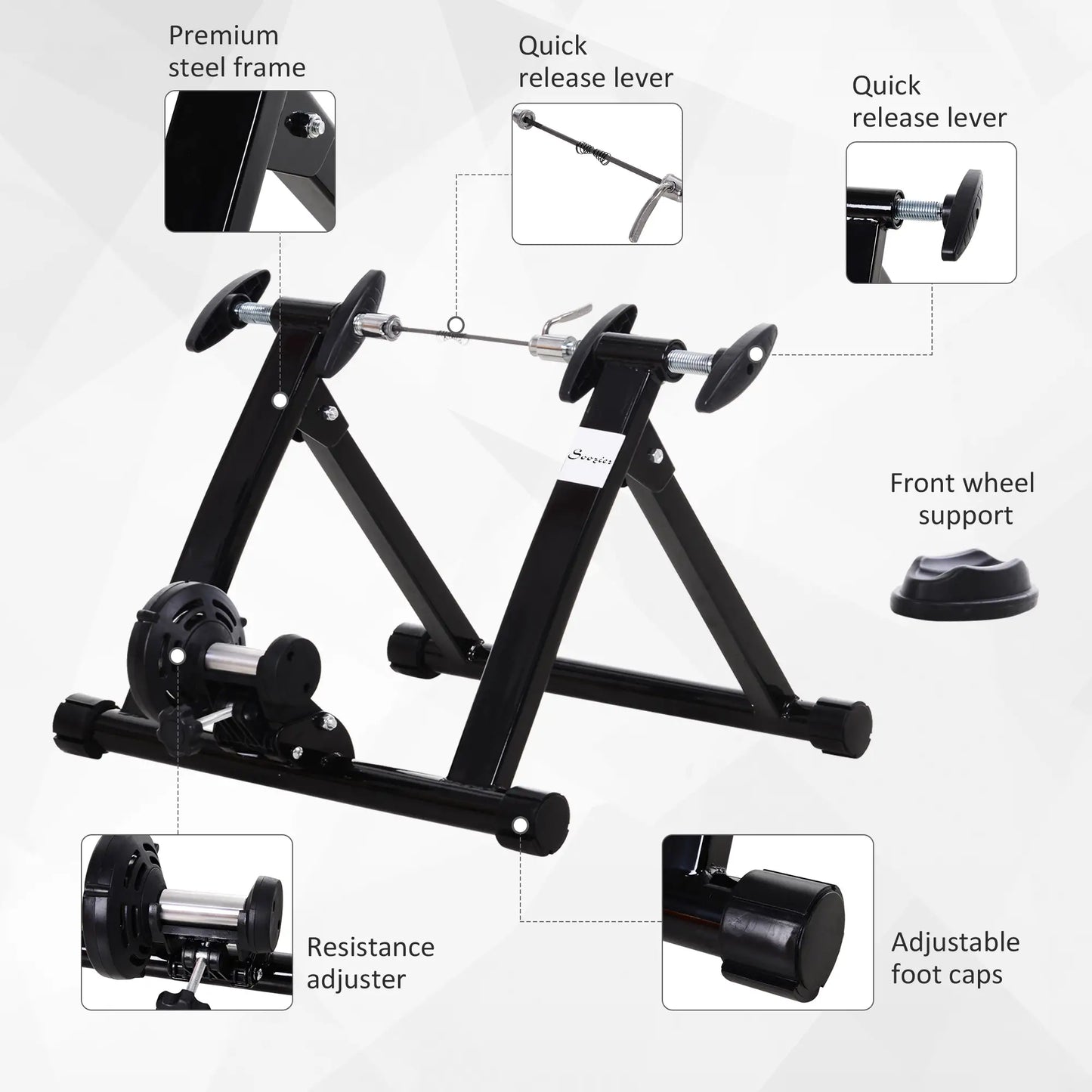 Foldable Indoor Bike Trainer, 26-28" & 700C Wheels, Black Bike Trainer Stands at Gallery Canada