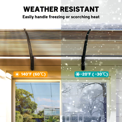 Awning Door Canopy, 119.3" x 37.8", Polycarbonate, UV Protection, Brown Door Awnings at Gallery Canada