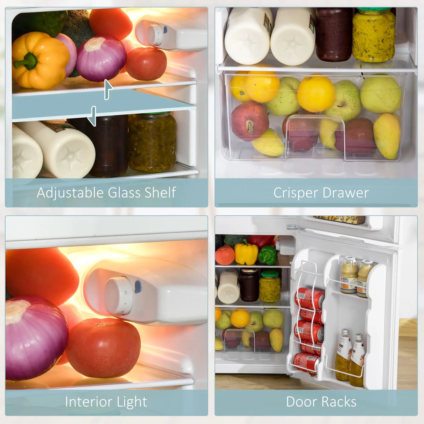 3.2 Cu Ft Compact Refrigerator, Mini Fridge with Freezer, Adjustable Shelves, White Small Kitchen Appliances at Gallery Canada