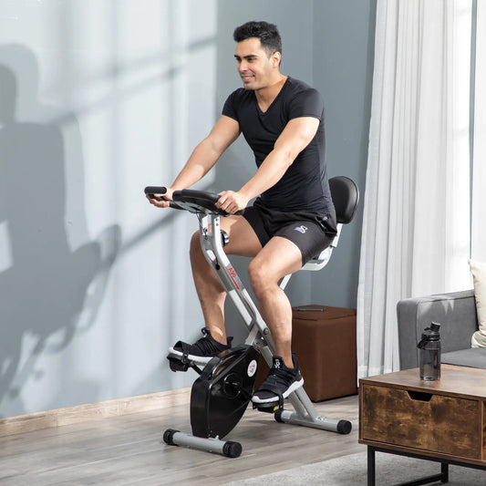 Foldable Indoor Stationary Bike, 8 Magnetic Resistance Levels, Black Exercise & Stationary Bikes Black, Grey at Gallery Canada