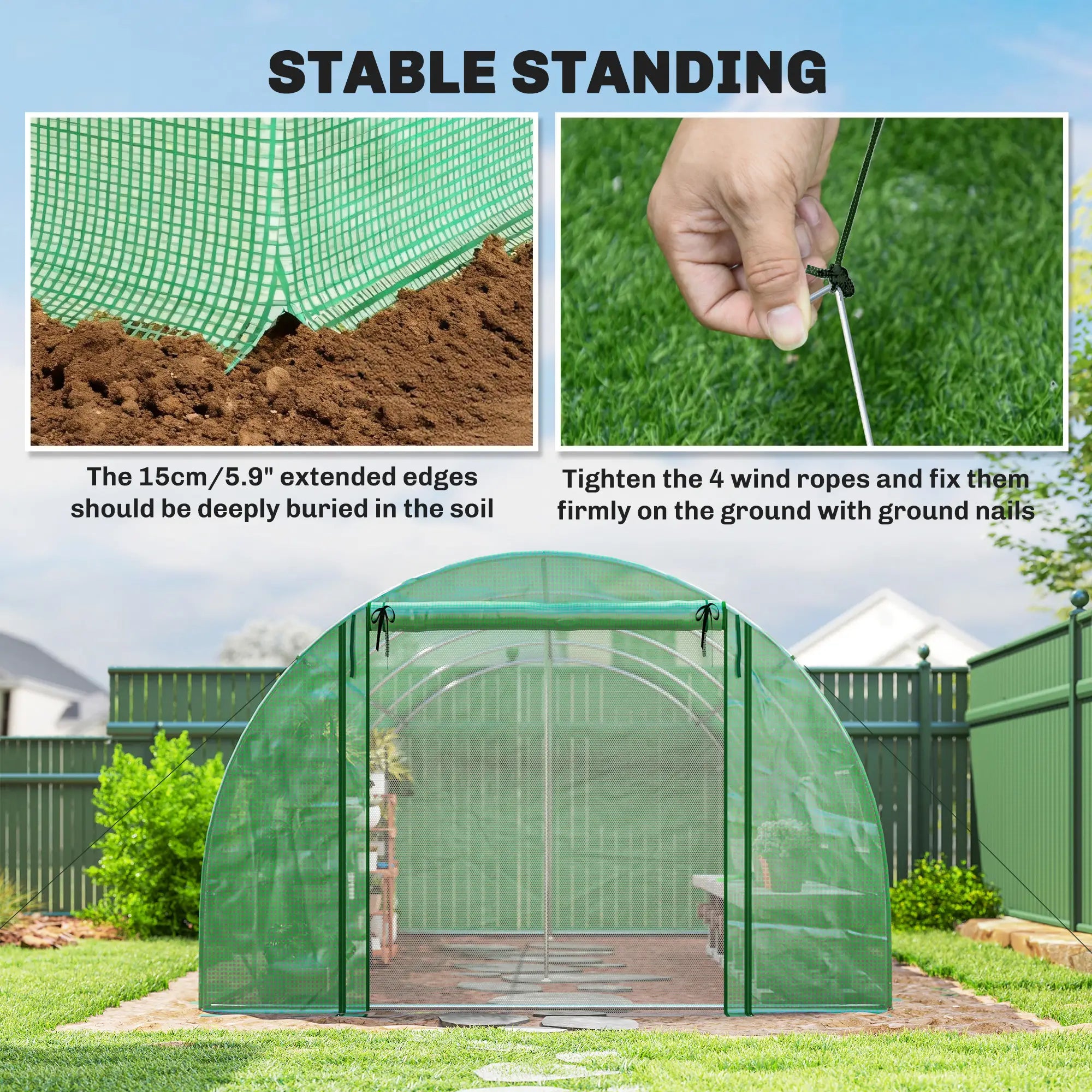 Walk-in Tunnel Greenhouse, 20'x10'x7', PE Cover, Mesh Door, Green Tunnel Greenhouses at Gallery Canada