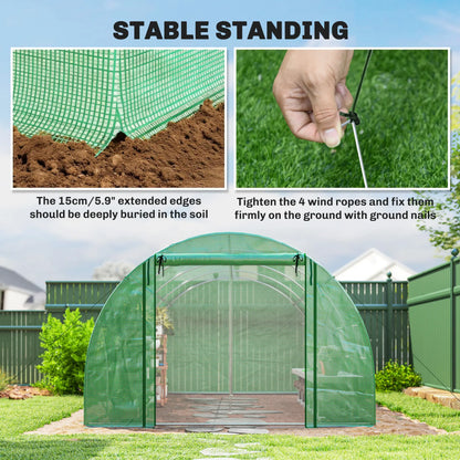 Walk-in Tunnel Greenhouse, 20'x10'x7', PE Cover, Mesh Door, Green Tunnel Greenhouses at Gallery Canada