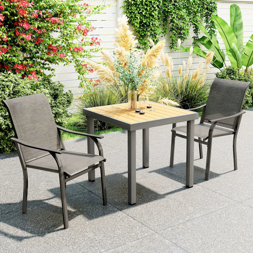 Patio Chairs Set of 2, High Backrest, for Backyard, Garden, Brown