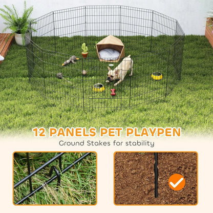24 Inch Foldable Metal Pet Playpen, Dog Puppy Kennel Cage, 12 Panel Dog PlayPens at Gallery Canada