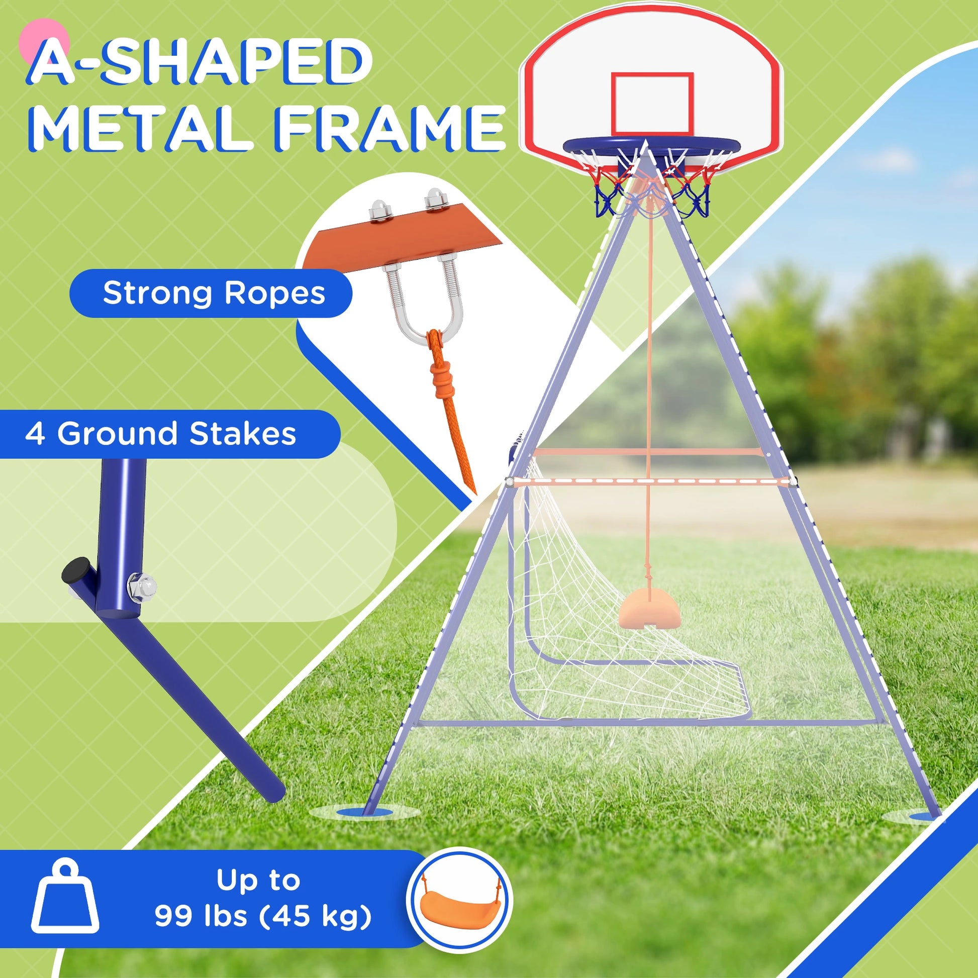 Kids Outdoor Swing, Basketball Hoop, Football Goal, 3-8 Years Gym Sets & Swings at Gallery Canada
