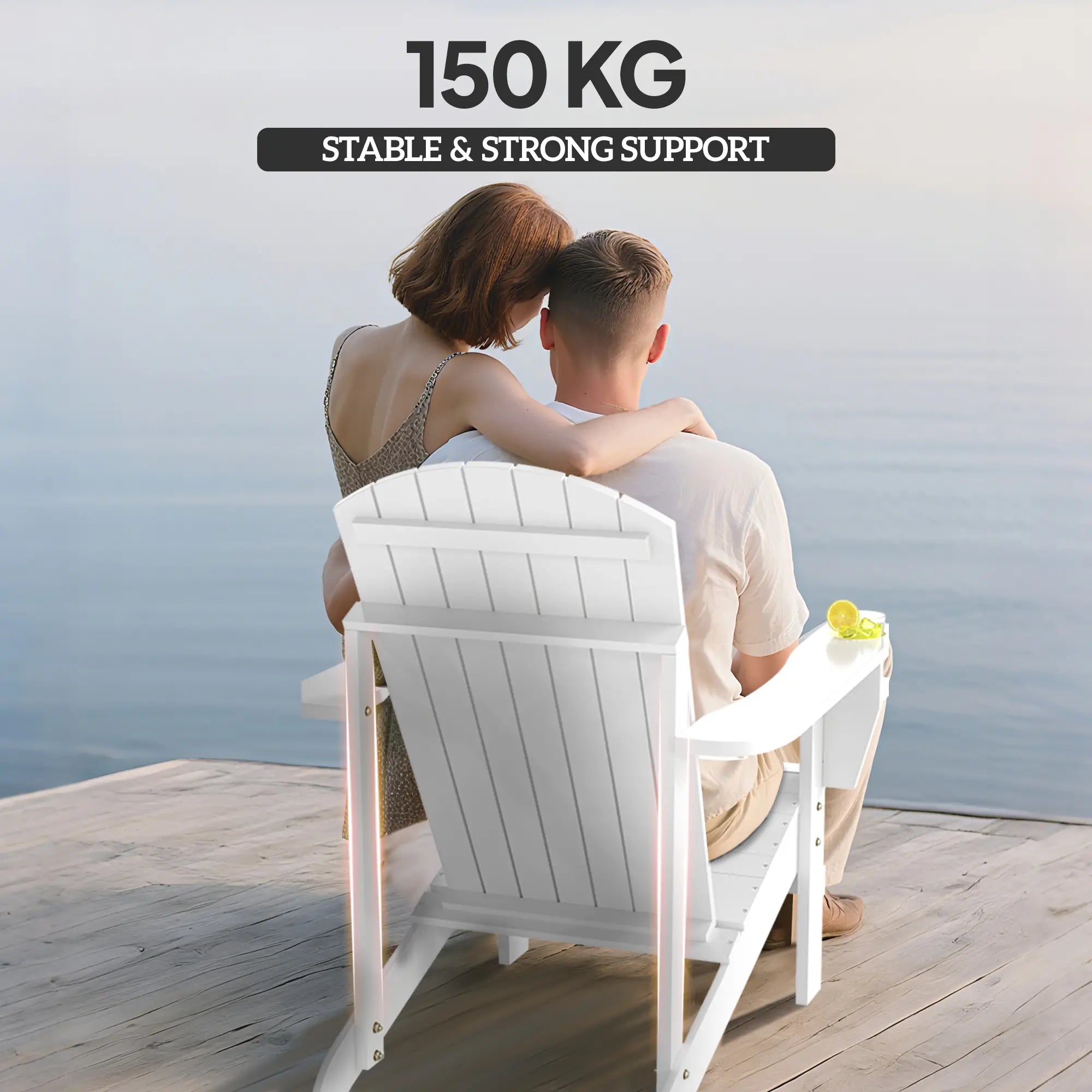 Classic Adirondack Chair, Garden Deck Chair with Cup Holder, White Patio Chairs at Gallery Canada