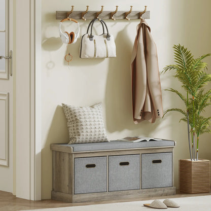 Shoe Storage Bench with Seat, 3 Fabric Drawers, Washed Grey Shoe Storage Cabinets & Racks at Gallery Canada