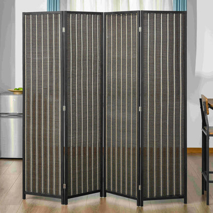 4 Panel Room Divider, 6 Ft Tall, Bamboo Hand-Woven, Brown Room Dividers at Gallery Canada