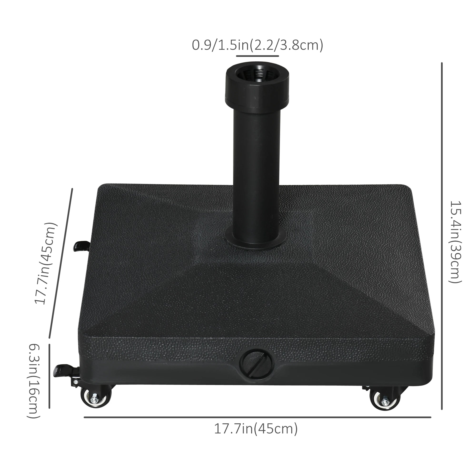Square Parasol Base, Portable Umbrella Stand, Φ0.75'', Φ1.5'' Poles, Black Umbrella Bases at Gallery Canada